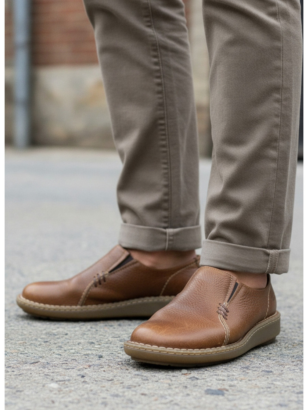 Dr. Martens 3A65 Tan Buffalino Brown Leather Slip-On Loafers Men 8 / Women 9.5